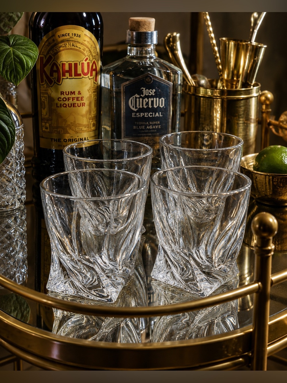 Mikasa Motion Crystal Whiskey Glasses Set of 4 – Twisted Lowball Tumblers Mexico